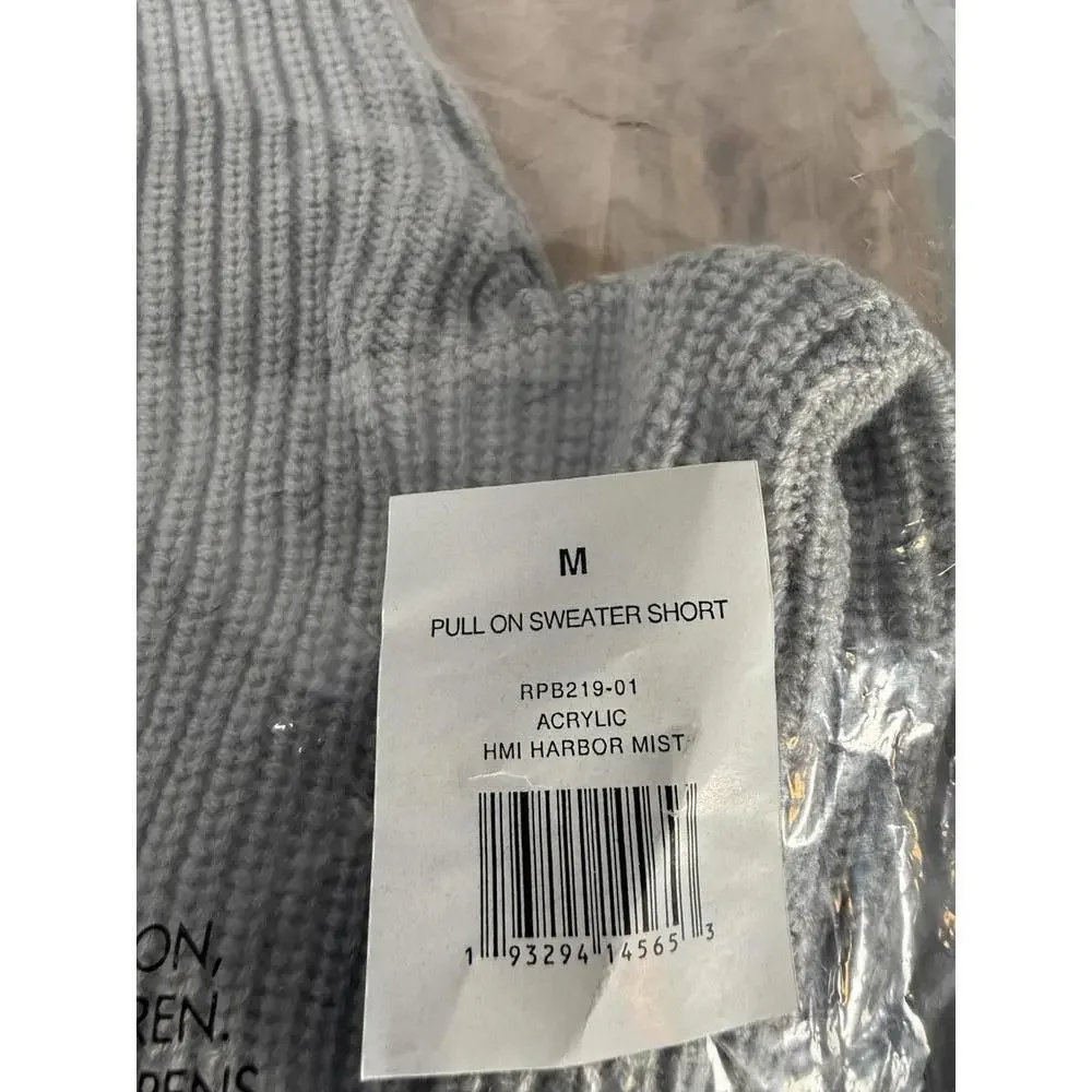 NWT Rachel Parcell Pull On Sweater Shorts Harbor Mist Gray Drawstring Size M - Picture 4 of 5